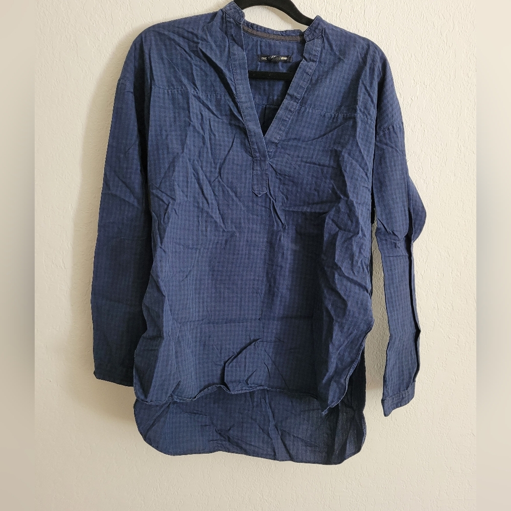 Rag & bone blue and black gingham pop over long sleeve | size s